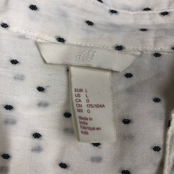 H&M Blouse Women's L White w/ Black Diamond Detail. - Picture 4 of 6